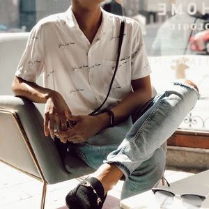 Revere Collar Shirt with Motif